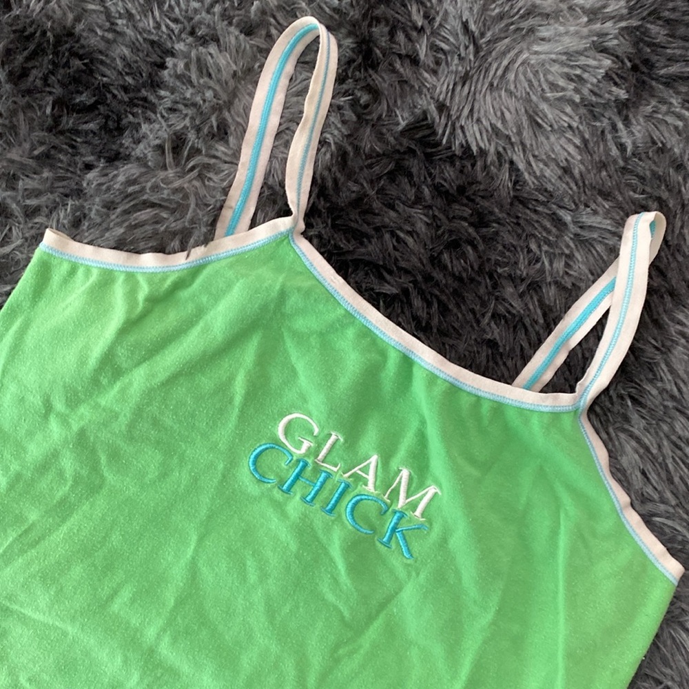 “Glam Chick” Green sleepwear tank top - Picture 3 of 17